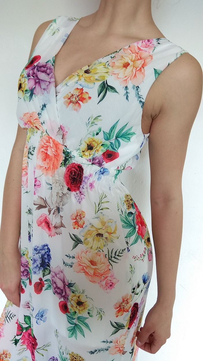 Letní šaty dlouhé květované bílé Italy