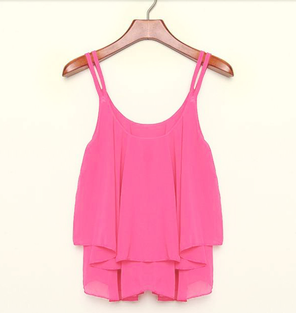 Dámský letní top růžový s volány