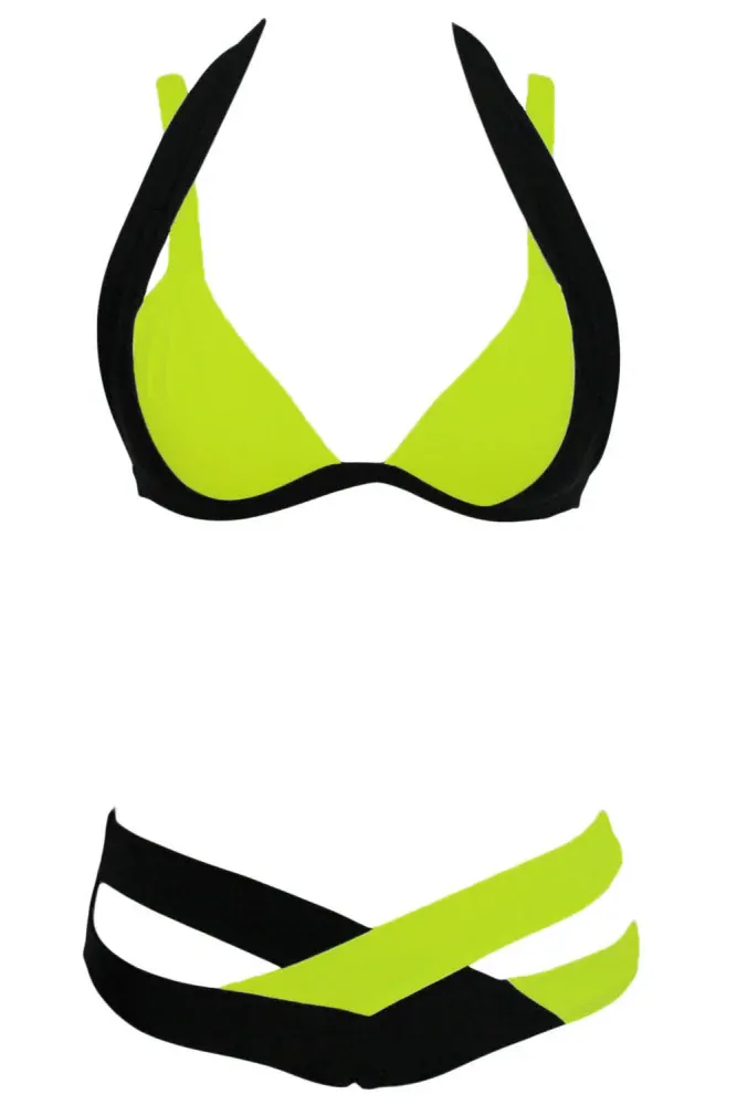 Dámské plavky push-up neonove