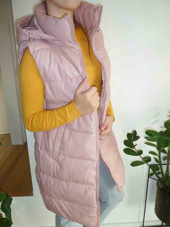 Dámská koženková vesta růžová S