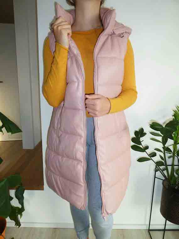 Dámská koženková vesta růžová S