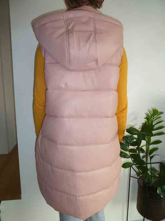 Dámská koženková vesta růžová S