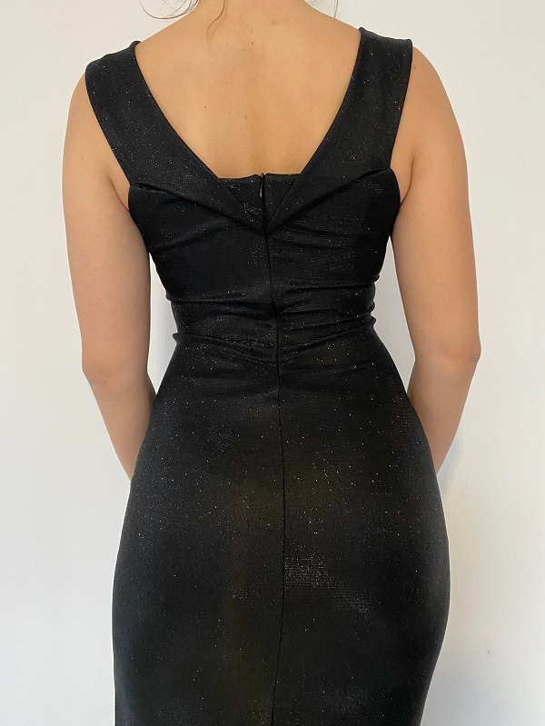 Společenské dlouhé šaty třpytivé černé