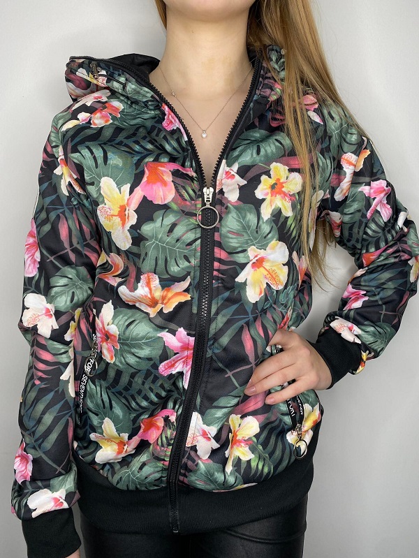 Dámská květovaná mikina khaki