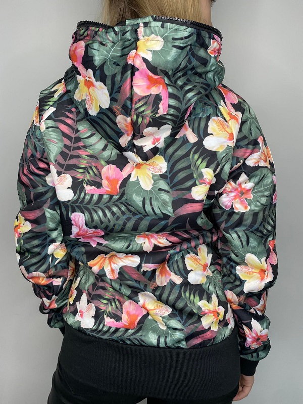 Dámská květovaná mikina khaki