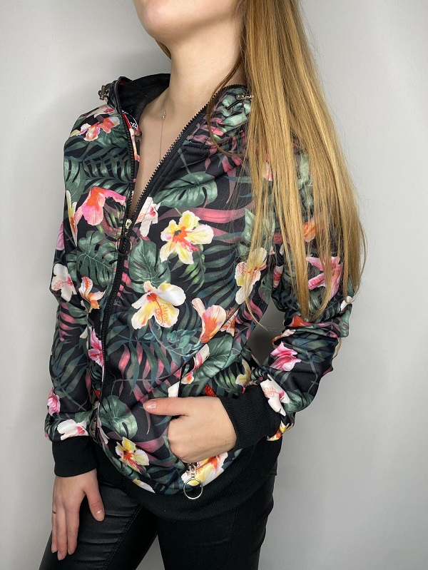 Dámská květovaná mikina khaki