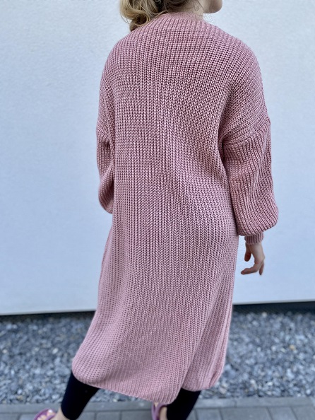 Dámský dlouhý svetr - cardigan sv.růžový