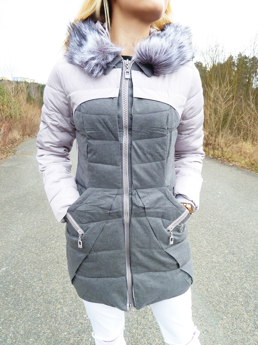 Dívčí zimní bunda šedá