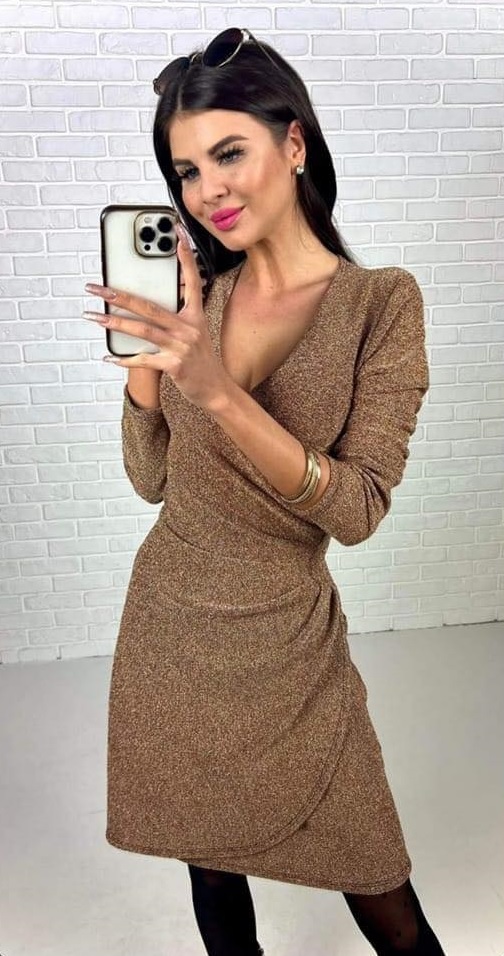 Třpytivé šaty Melissa hnědé