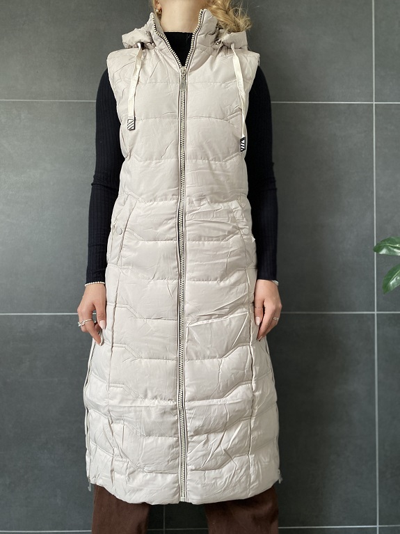 Dámská dlouhá vesta Glamour béžová L
