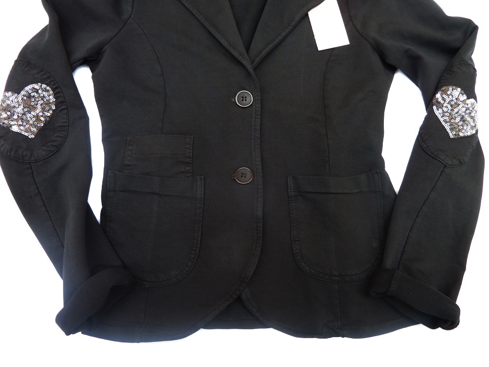 Dámské sako černé s flitrovým srdcem