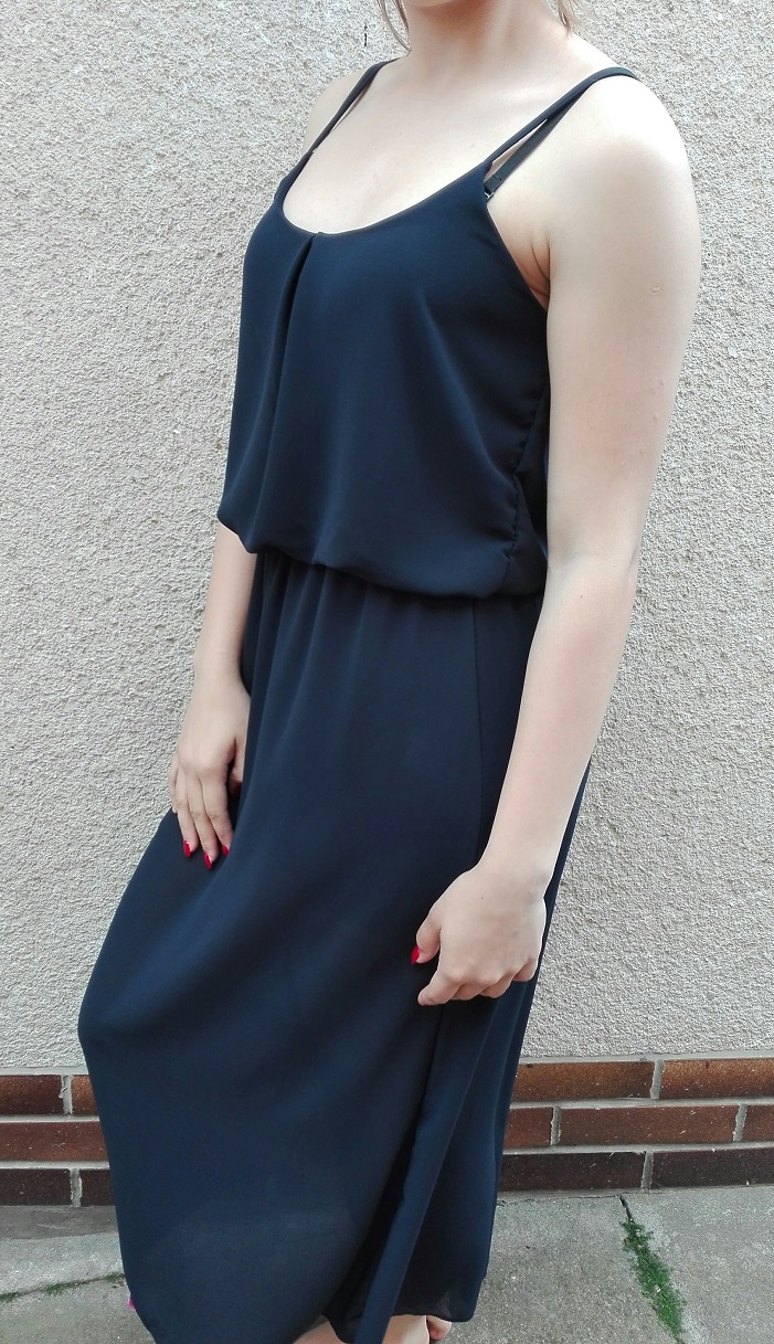 Dámské letní šaty na ramínka tm. modré