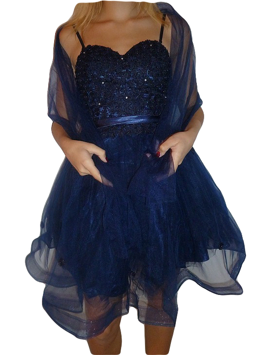 Plesové šaty - koktejlky s květinkami  - modré