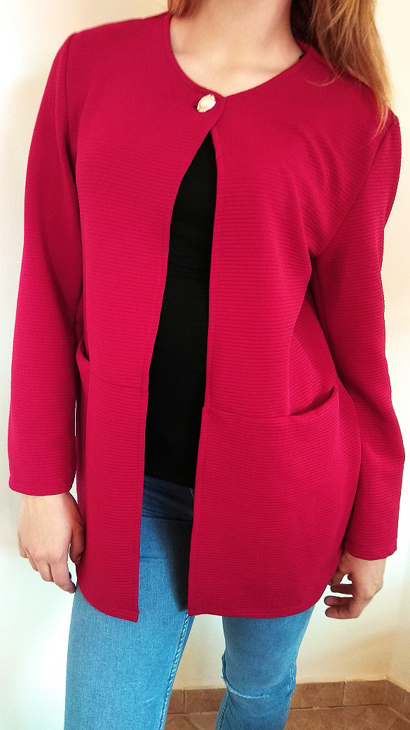Dámský kabátek - kardigan červený UNI vel.