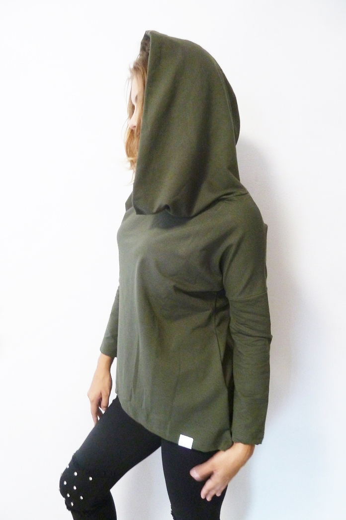 Dámská mikina asymetrická khaki