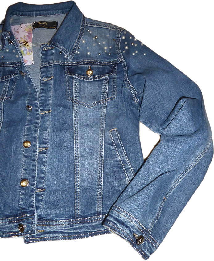 Dámská riflová bunda + size PEARLS