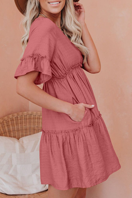 Romantické lososové šaty s volány S