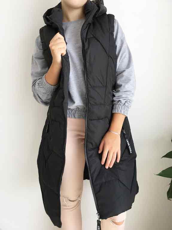 Dámská vesta s kapucí černá BEST vel.M