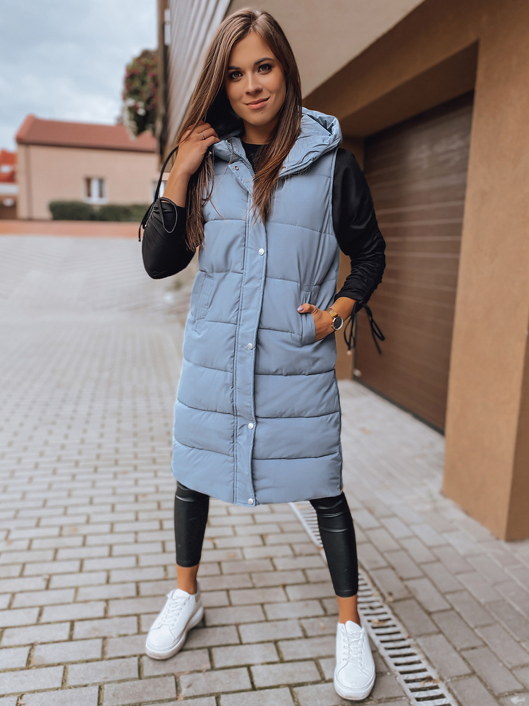Dámská zimní vesta extra dlouhá ZIPPER modrá