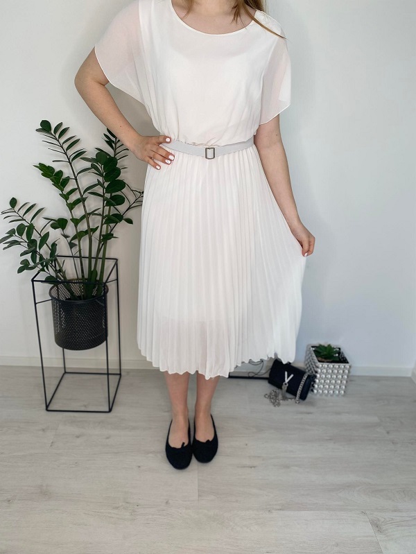Elegantní šaty plisované bílé UNI