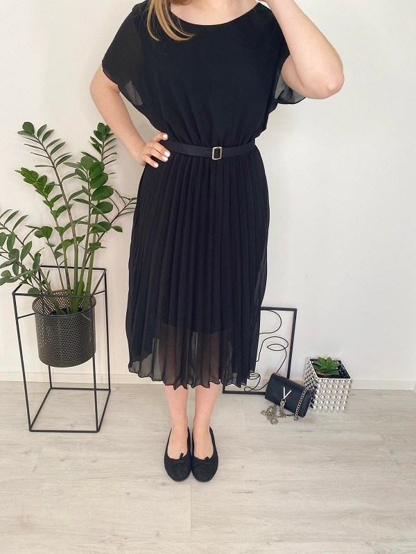 Elegantní šaty plisované černé UNI