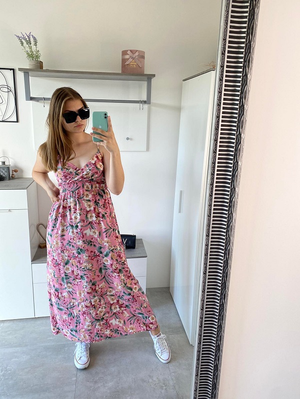 Letní šaty dlouhé růžové SUNNY