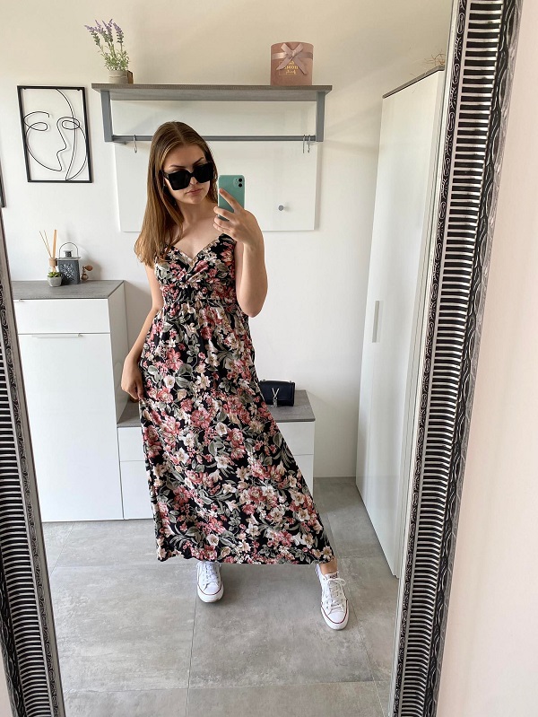 Letní šaty dlouhé černé SUNNY vel.XL/XXL