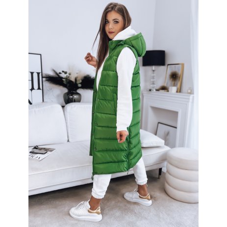 Dámská vesta dlouhá zelená pro plnoštíhlé