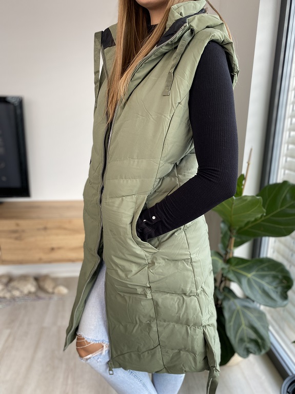 Dámská dlouhá vesta FEMME zelená
