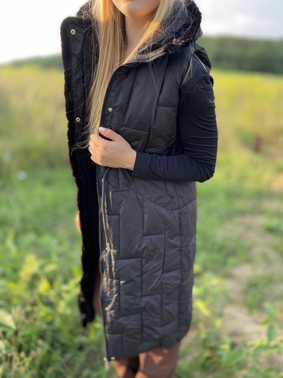 Dámská dlouhá vesta SWENY černá S