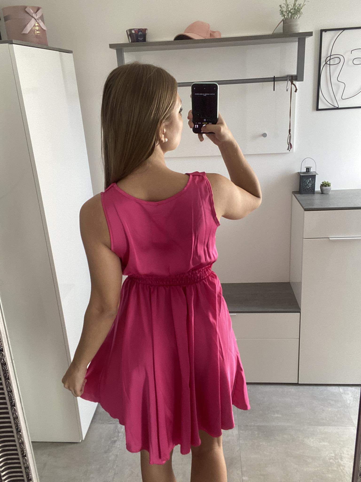 Saténové šaty UNI vel. růžové