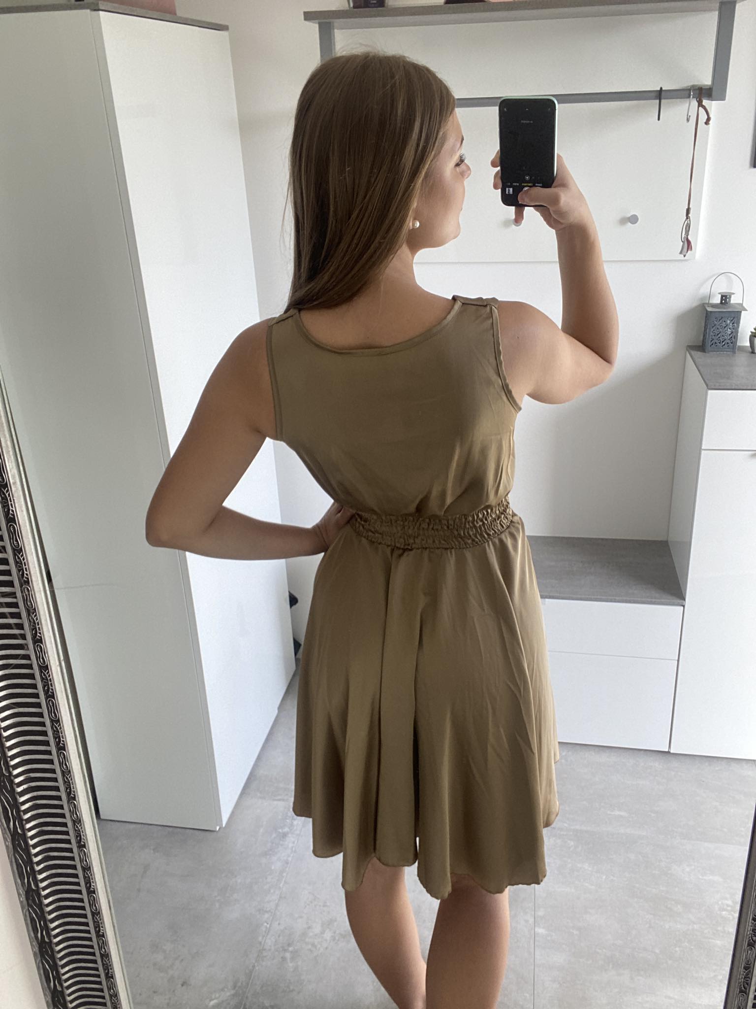 Saténové šaty UNI vel. kávové