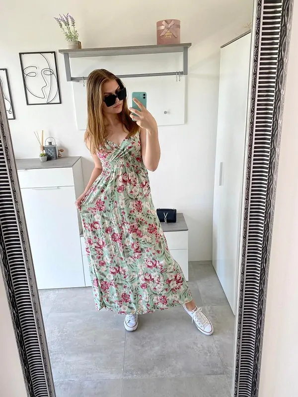 Letní šaty maxi zelenkavé SUNNY