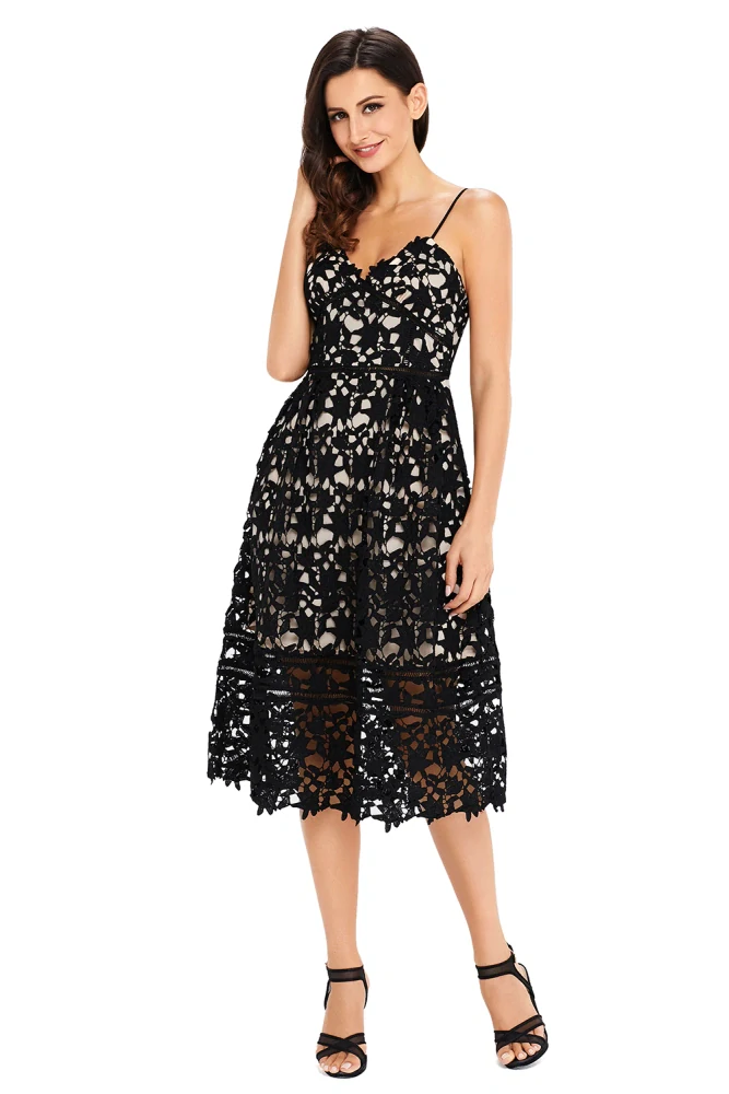 Společenské krajkové šaty černé