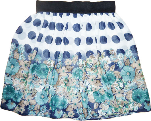 Sukně květovaná s puntíky UNi vel.