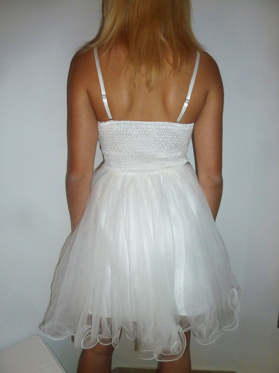 Plesové šaty - koktejlky krajkové s korzetem - bílé