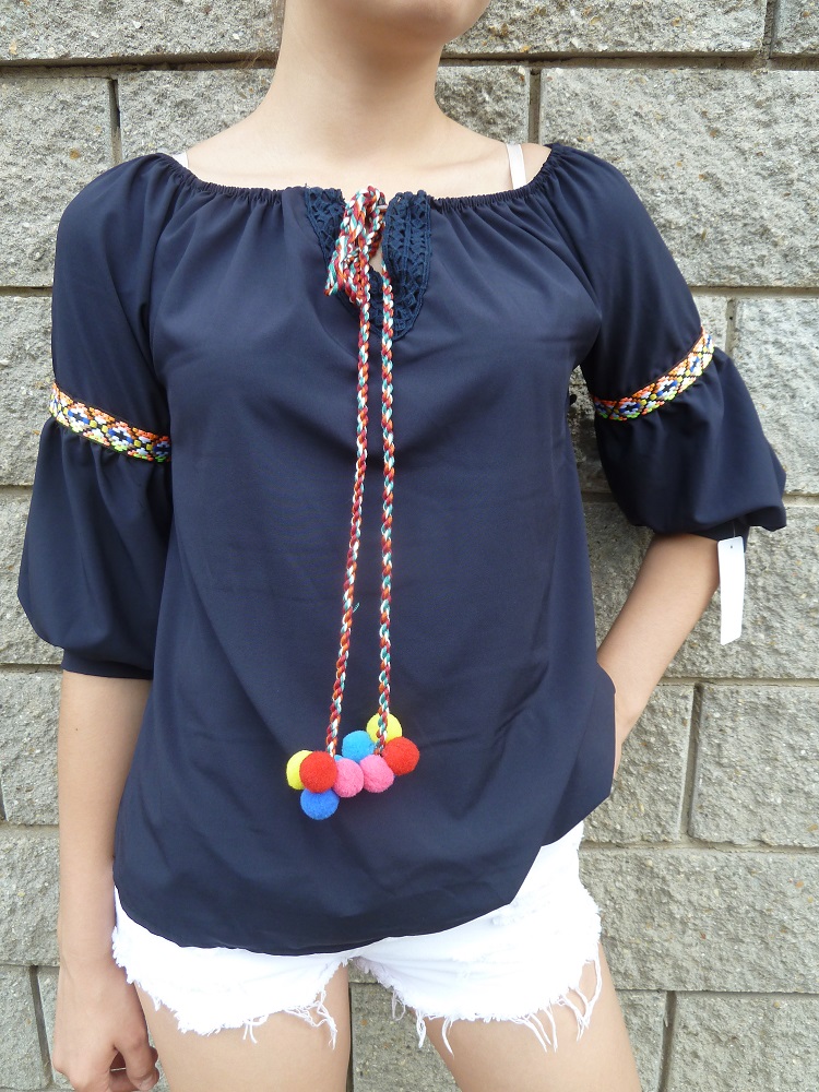 Letní romantická halenka Orient modrá