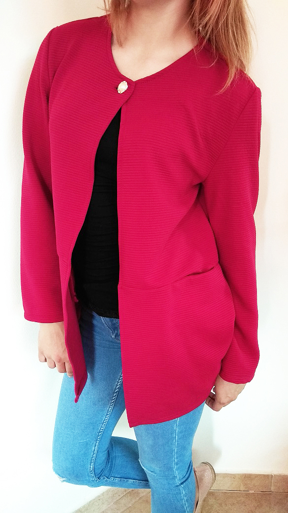 Dámský kabátek - kardigan červený UNI vel.