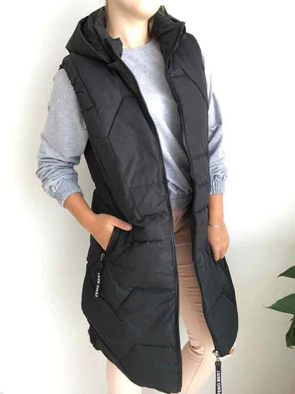 Dámská vesta s kapucí černá BEST vel.M