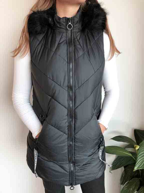 Dámská zimní vesta s kožíškem City černá vel.S