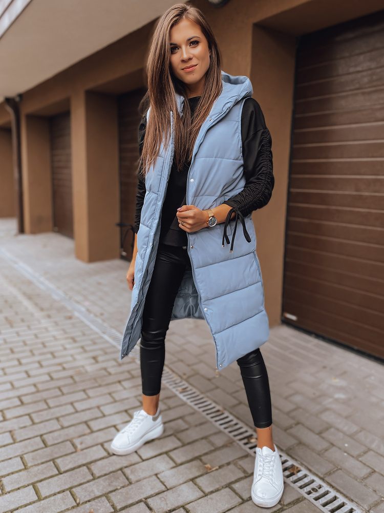 Dámská zimní vesta extra dlouhá ZIPPER modrá