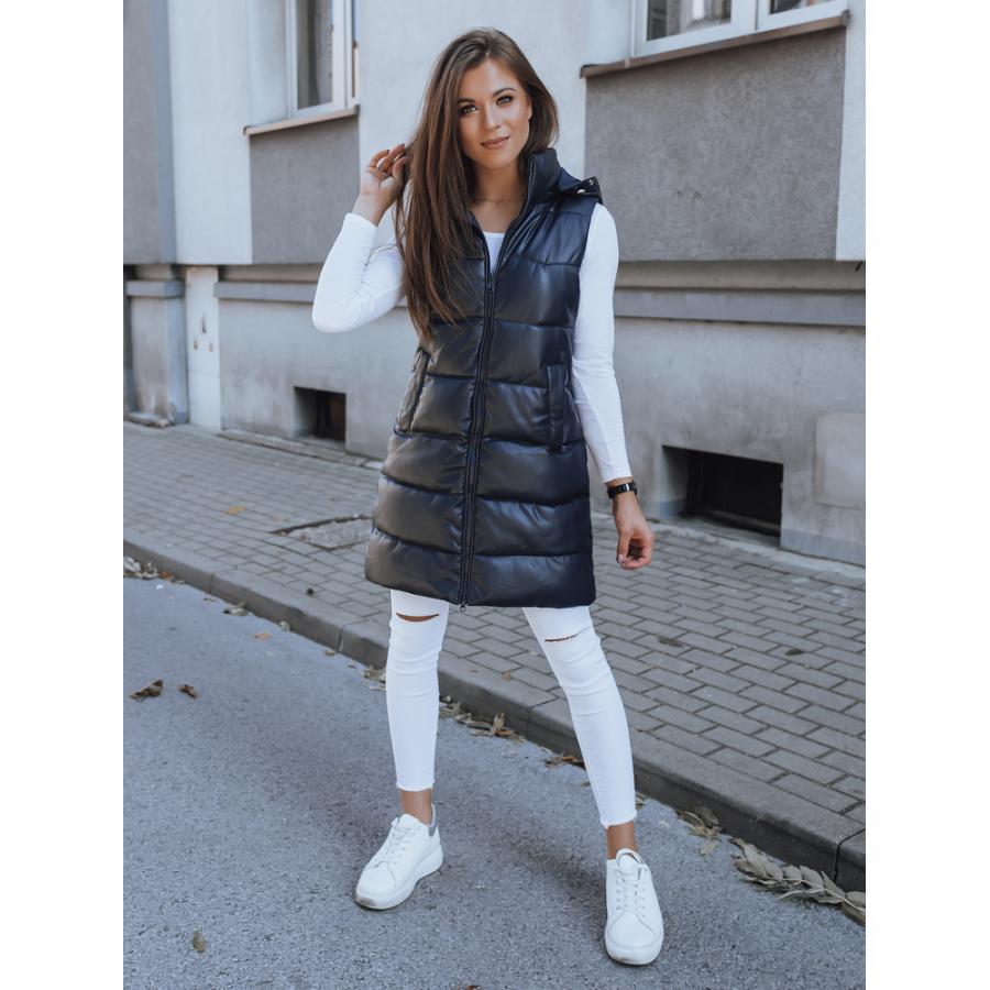 Dámská koženková vesta černá