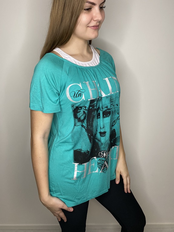 Volná halenka s motivem zelená