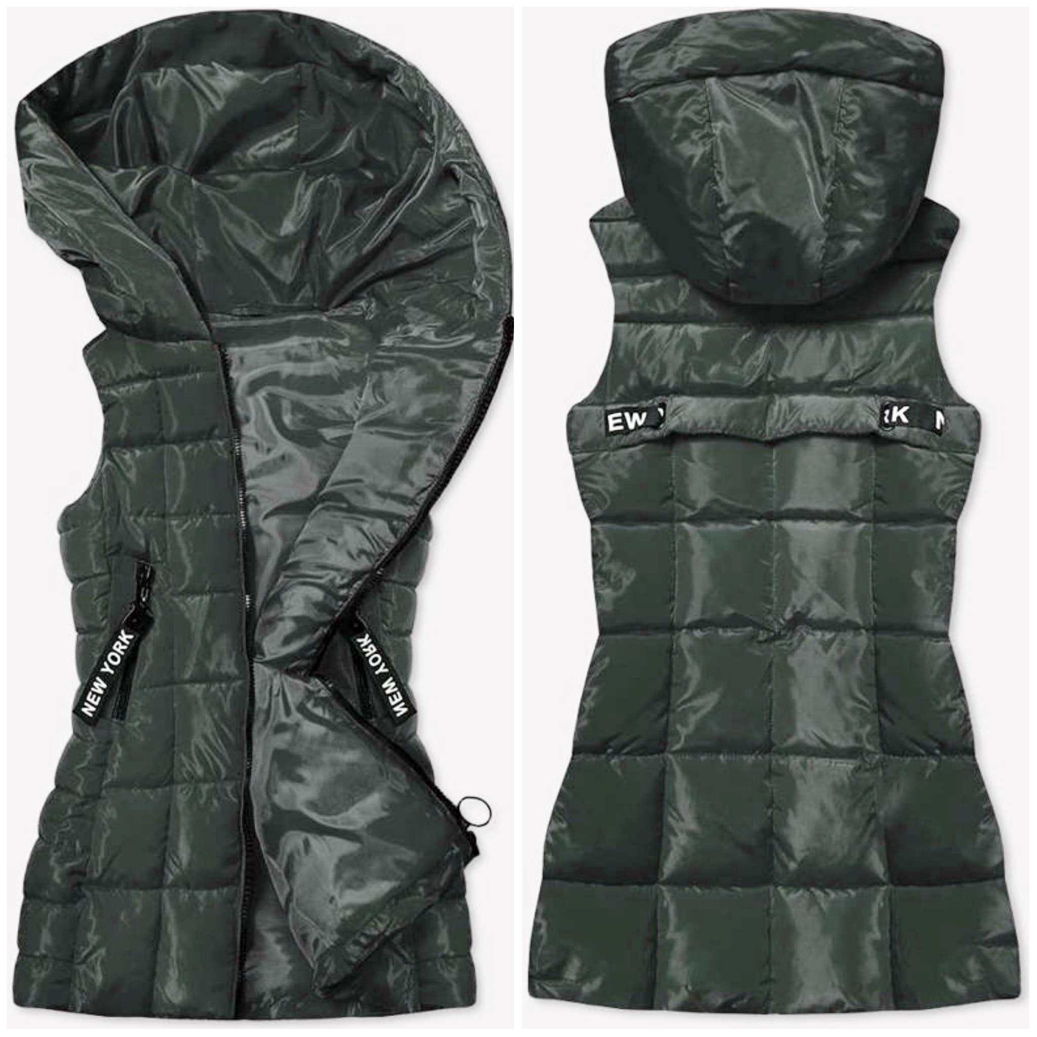 Dámská vesta dlouhá s kapucí khaki vel.XL