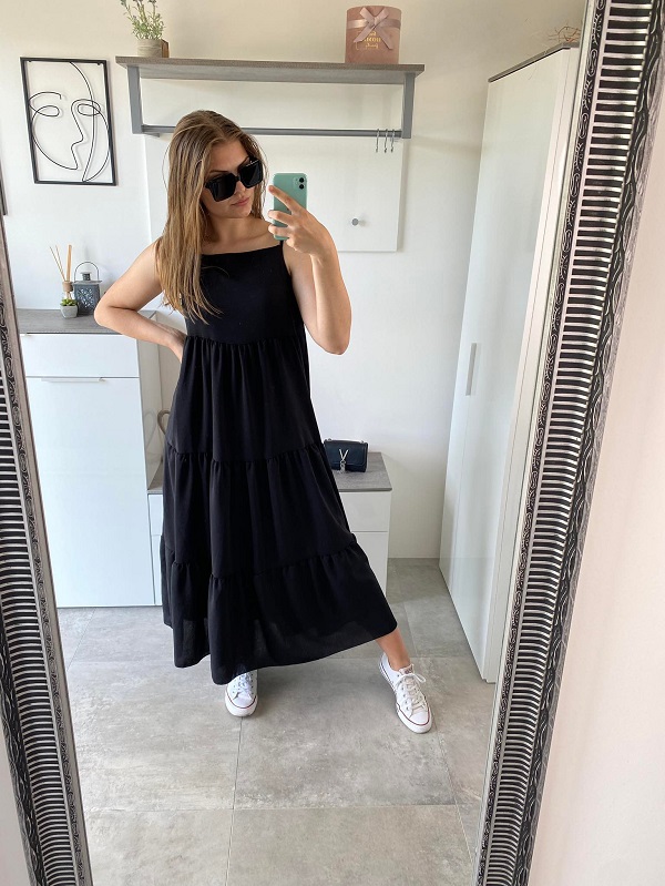 Letní šaty dlouhé černé Elegant UNI