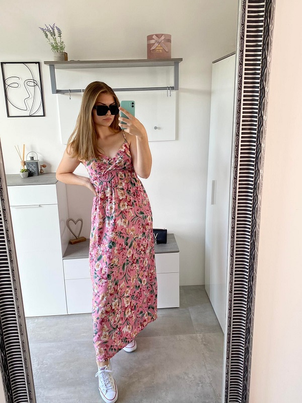 Letní šaty dlouhé růžové SUNNY