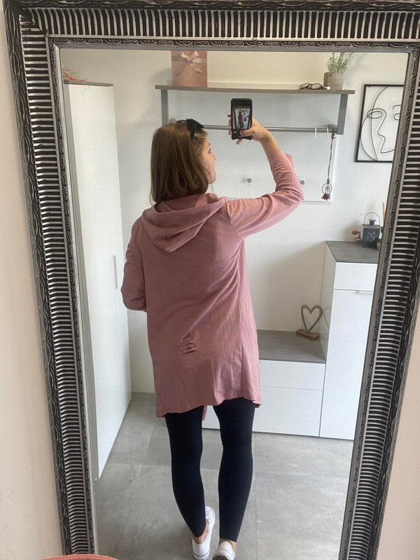 Dámský kardigan s dírami růžový UNI