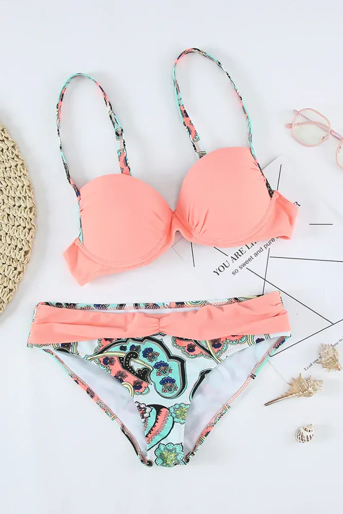 Dámské dvoudílné plavky Push-up neon M
