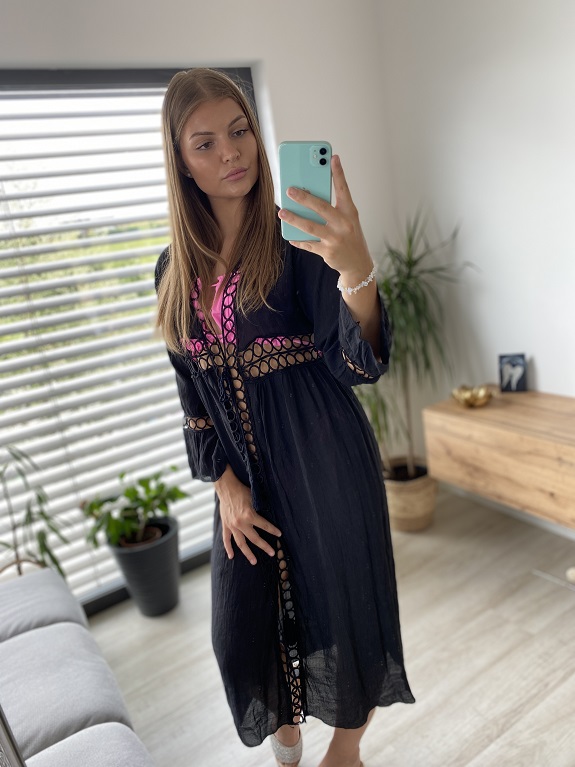 Dámské boho kimono černé UNI vel.