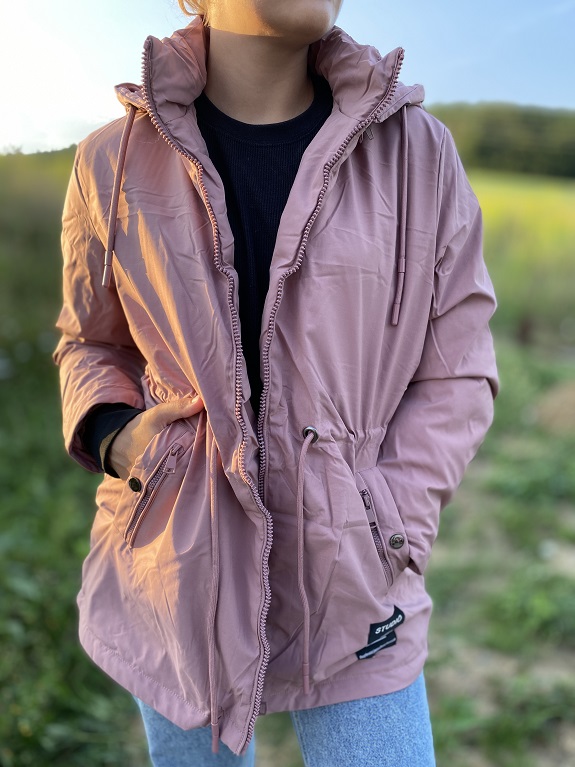 Dámská podzimní bunda pro plnoštíhlé růžová 3XL